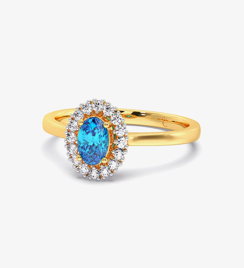 Rings - Blue Topaz Diamond Engagement Wedding Ring -