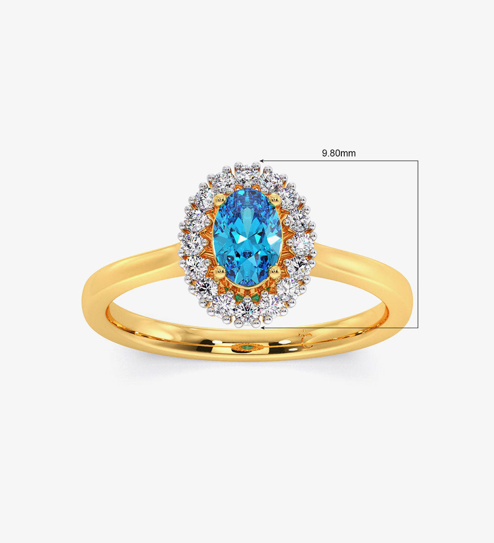 Rings - Blue Topaz Diamond Engagement Wedding Ring -