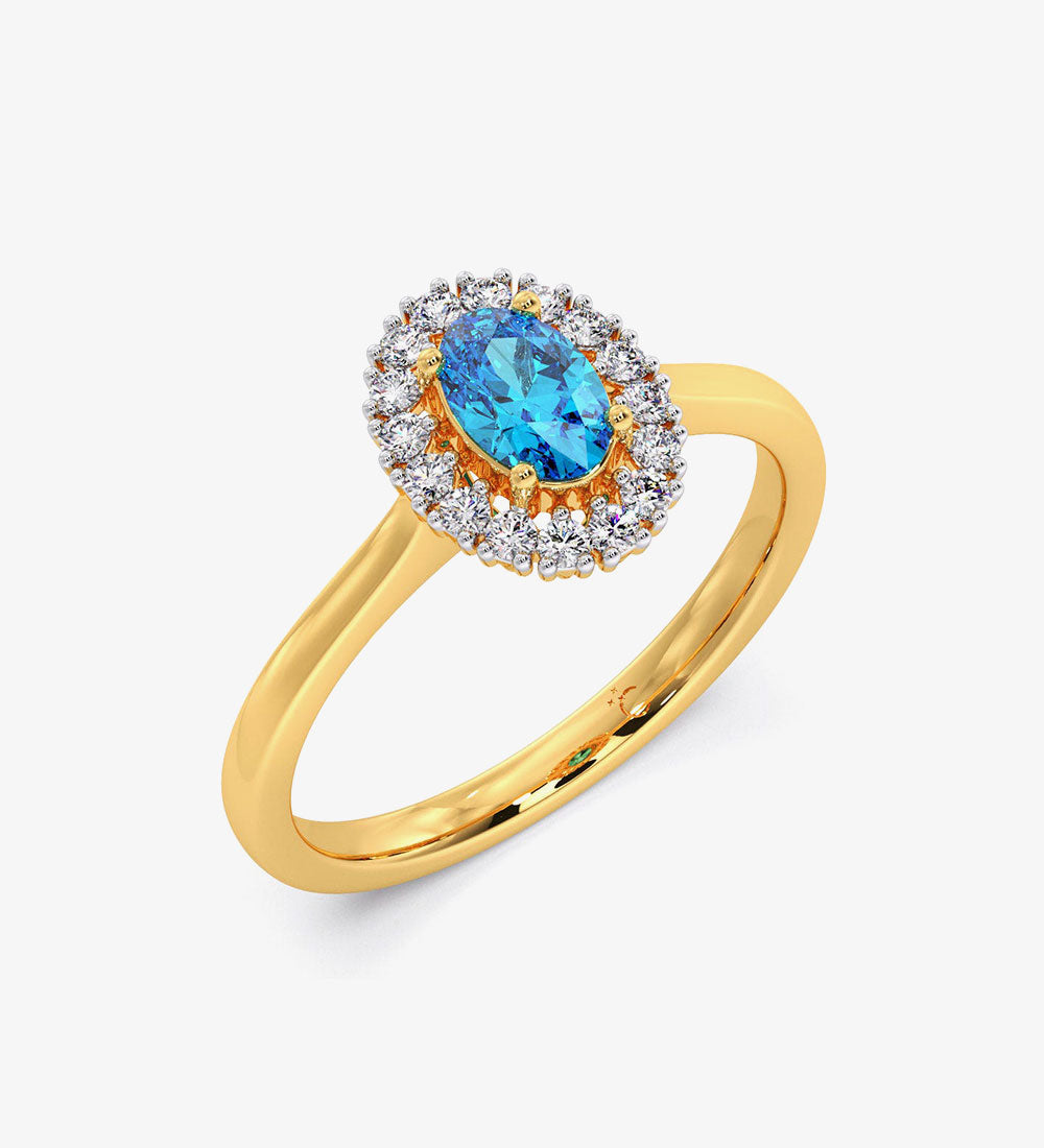 Rings - Blue Topaz Diamond Engagement Wedding Ring -
