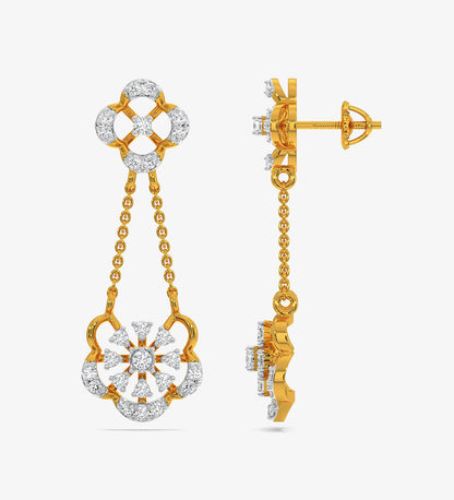 Diamond - Diamond Yellow Gold 22kt Dangle Earring -