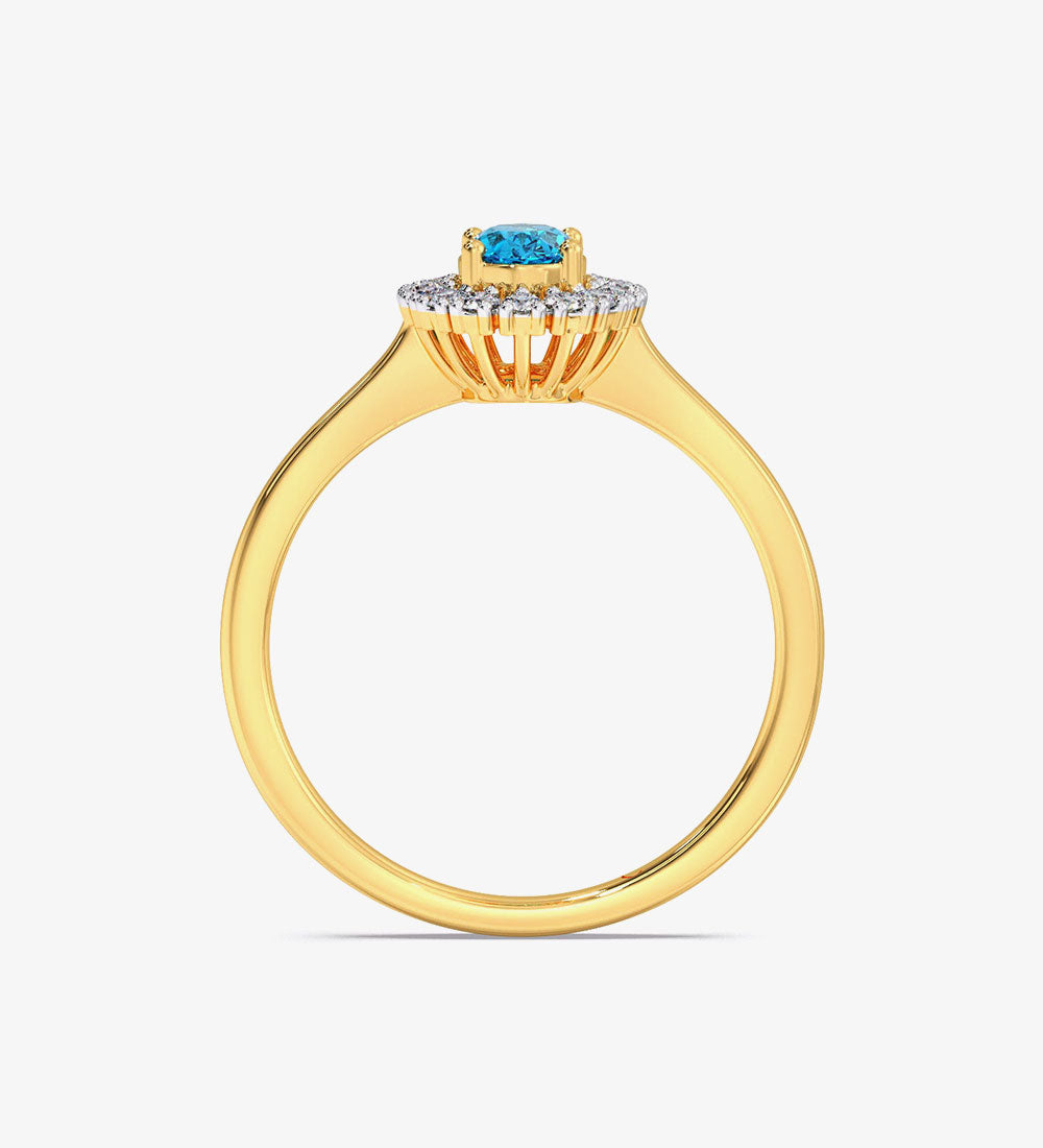 Rings - Blue Topaz Diamond Engagement Wedding Ring -