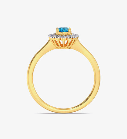 Rings - Blue Topaz Diamond Engagement Wedding Ring -
