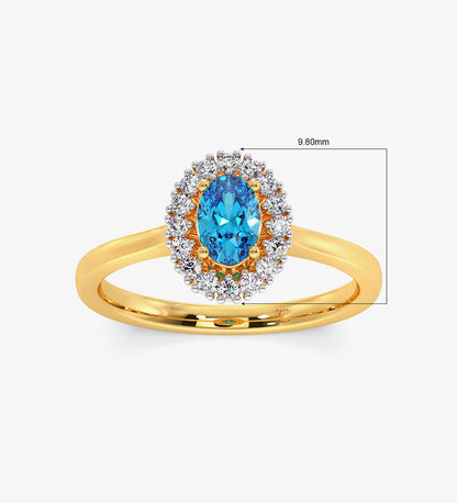 Rings - Blue Topaz Diamond Engagement Wedding Ring -