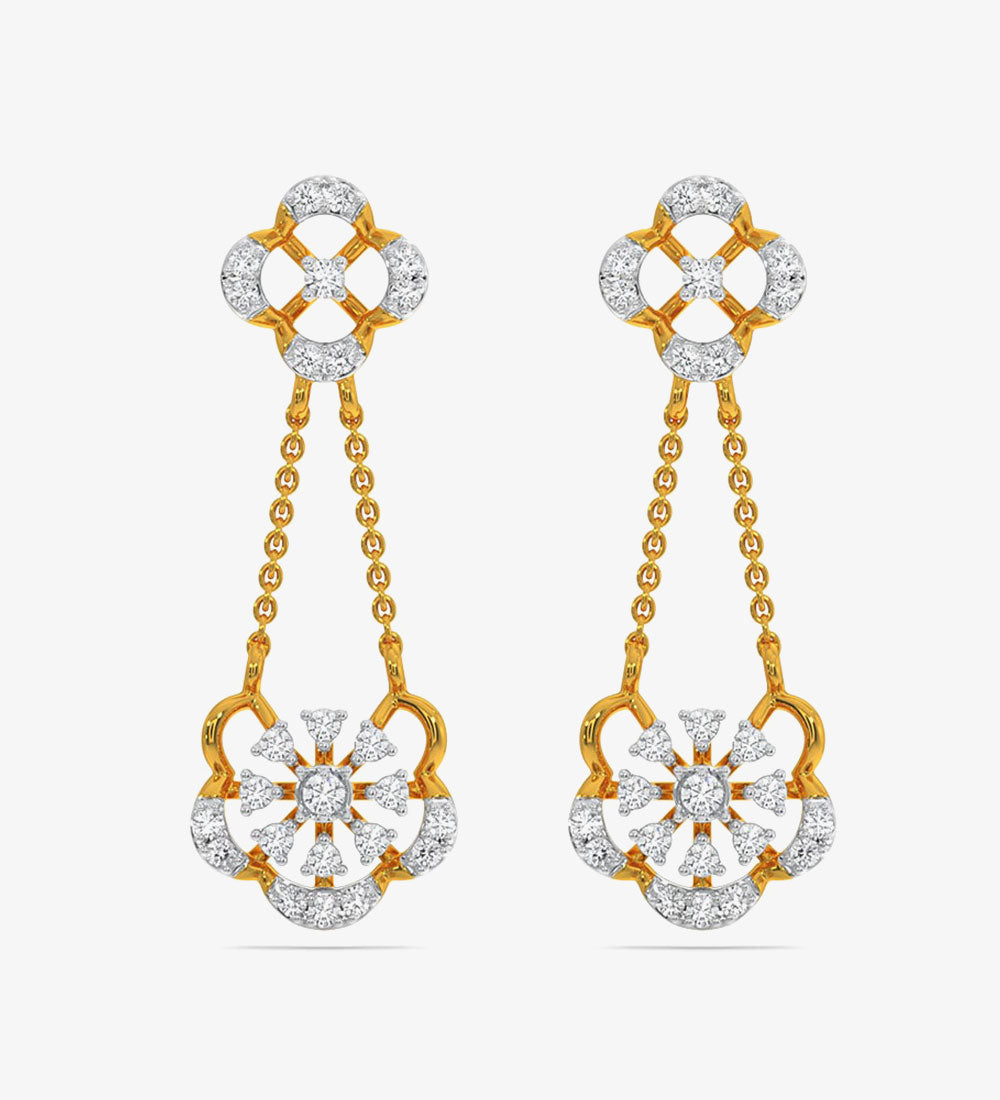 Diamond - Diamond Yellow Gold 22kt Dangle Earring - gold