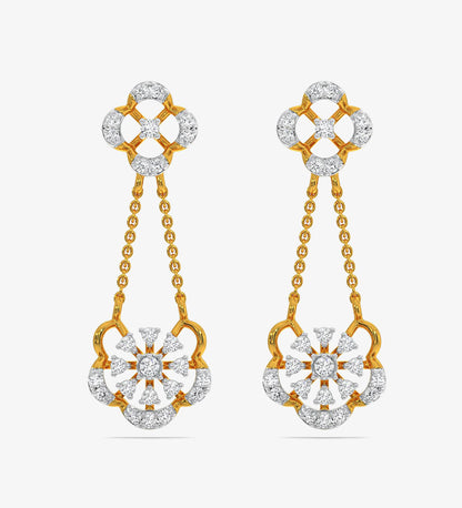 Diamond - Diamond Yellow Gold 22kt Dangle Earring - gold