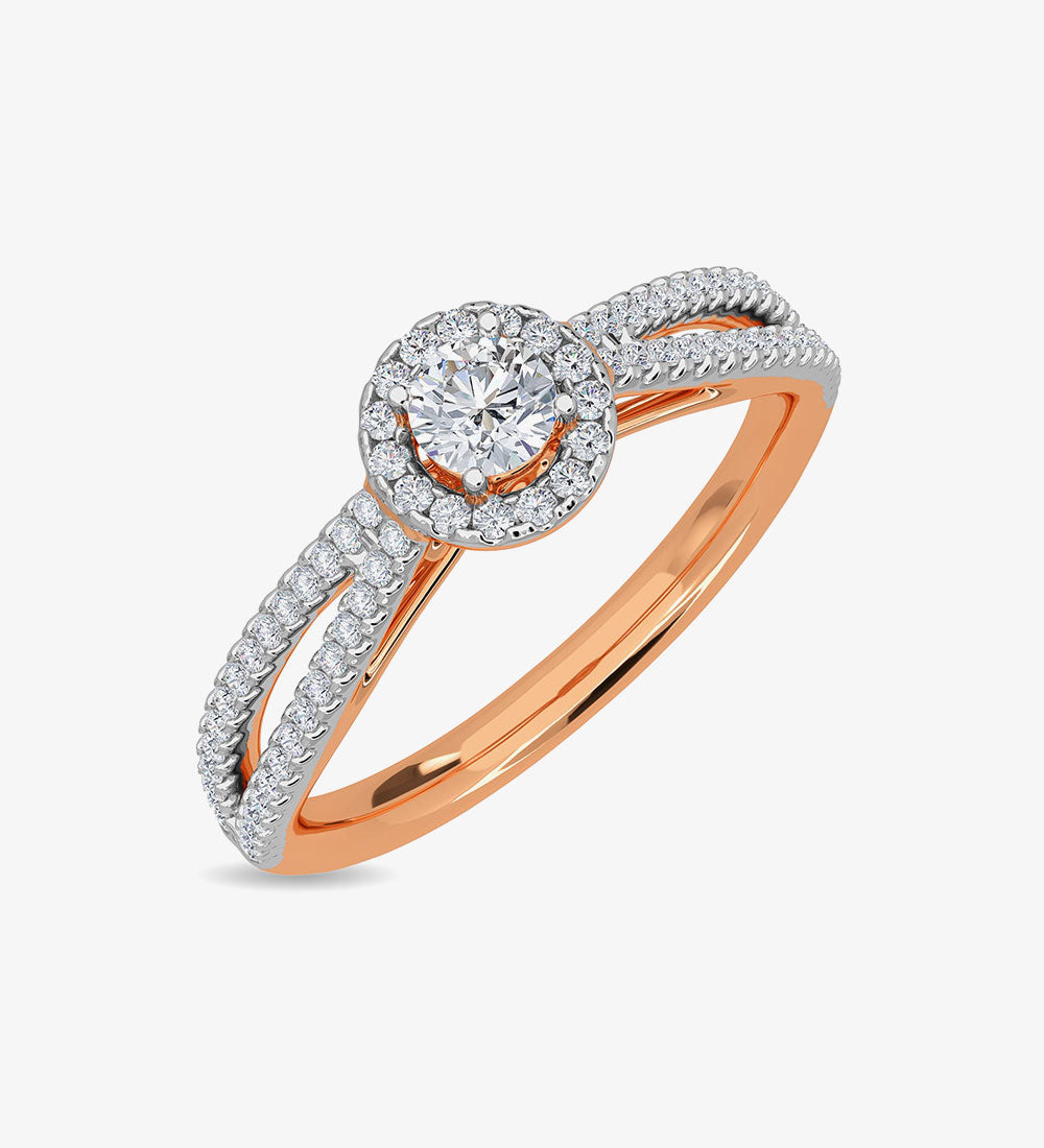 Rings - Erina Solitaire Ring Kisna White Gold Ring - darksalmon