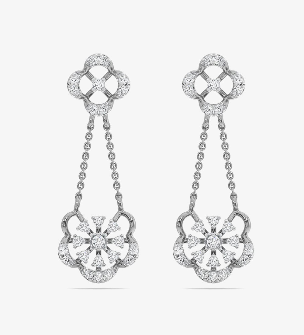 Diamond - Diamond Yellow Gold 22kt Dangle Earring - darkgray