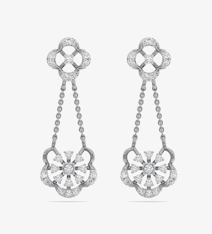Diamond - Diamond Yellow Gold 22kt Dangle Earring - darkgray