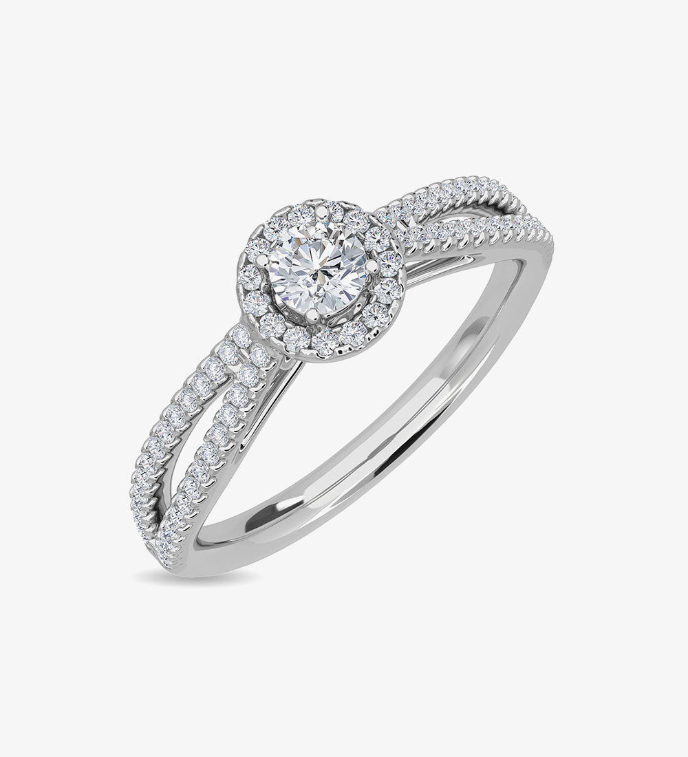 Rings - Erina Solitaire Ring Kisna White Gold Ring - darkgray