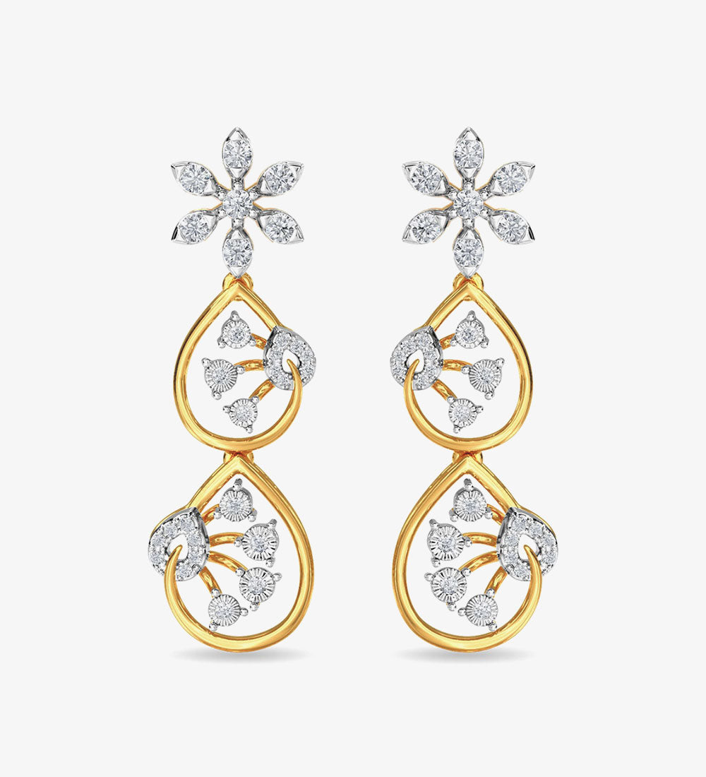 Pendant - Diamond Trinity Earring Dangler Rose Gold -