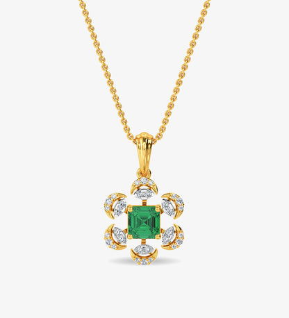 Accessories - Esra Floral Diamond Pendant Set White Gold -